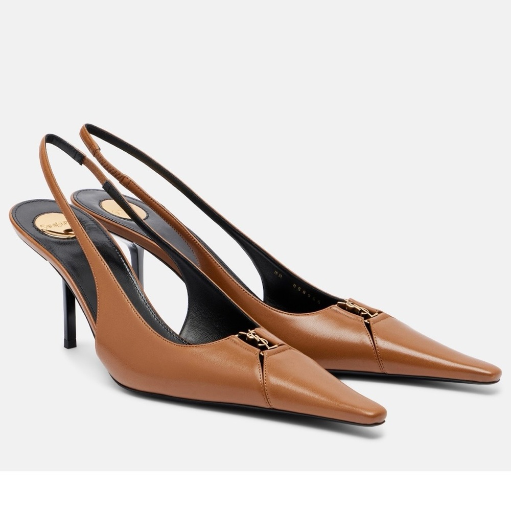 SAINT LAURENT Babylone YSL logo slingback pumps heels